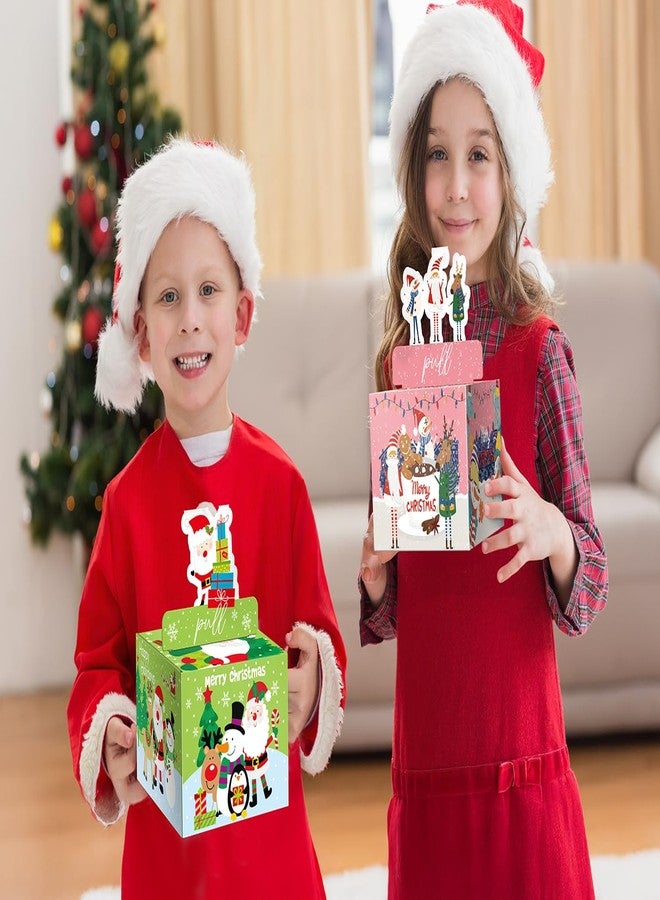 Jaywayang 2PCS Christmas Surprise Money Box for Cash Gift, Merry Christmas Money Gift Box with Card Holder for Kids Adults, DIY Fun Holiday, Includes 100Pcs Transparent Bags（Pink, Green - Image 5
